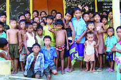 Refugees taking shelter away from the violence in Bodoland 2008