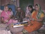 A family in Trilochanpur making firecrackers