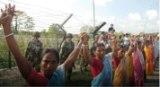 Local people's demonstration at the border