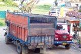 A few of the estimated 450 trucks pass across the international border. 