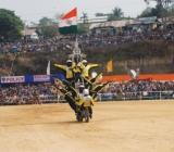 Daredevil motorcycle display by the jawans of the army.