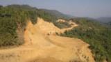 Formation cutting of road of Kaladan Project in southern Mizoram