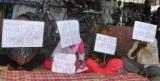 Recipients of the HIV infected blood staging a protest