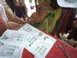 An infant being treated at a Boat Clinic health camp