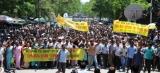 Krishak Mukti Sangram Samity’s mass demonstration in front of the Kamrup (Metropolitan) district Deputy Commissioner’s office.