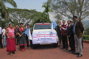 The ambulance donated by SBI to PINF