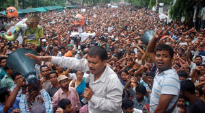 KMSS President Akhil Gogoi at one of his rallies 