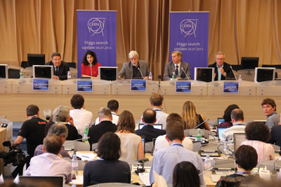 CERN Director General Rolf Heuer making the landmark announcement