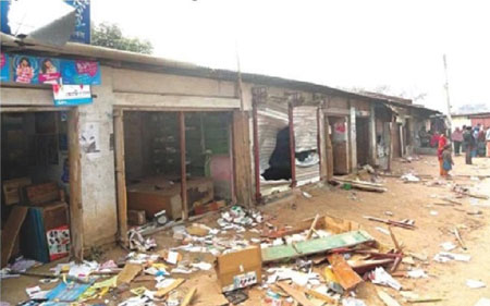 Shops damaged in a recent spate of violence